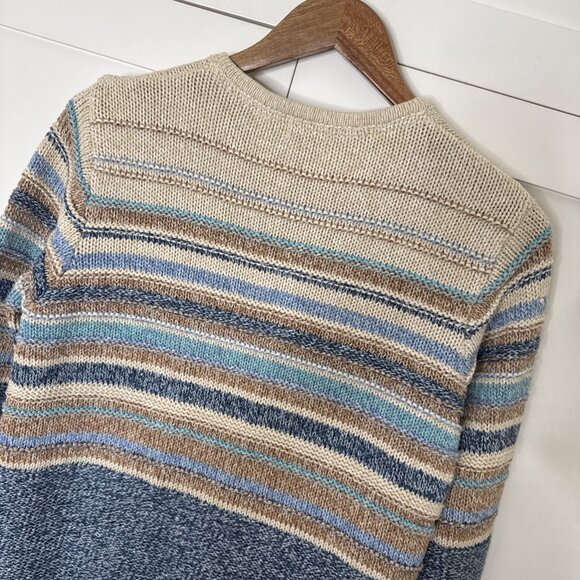 L.L. Bean Knit Striped Button Front Cardigan Sweater Women’s Sz Med 100% Cotton - Picture 10 of 12